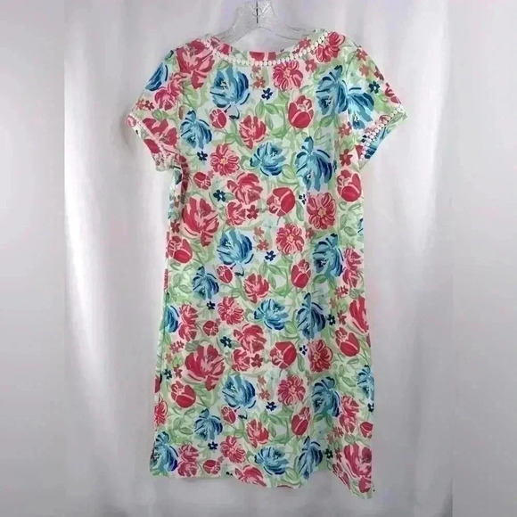 Talbots Petites Cotton Bright Floral Multicolor Knee Length Dress Size MP - Picture 2 of 10